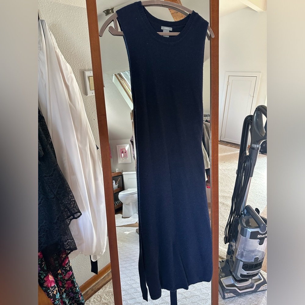 Wool dress with high slit